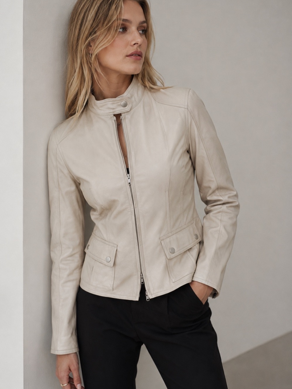 Vintage Belstaff Cream Italian Leather Jacket
